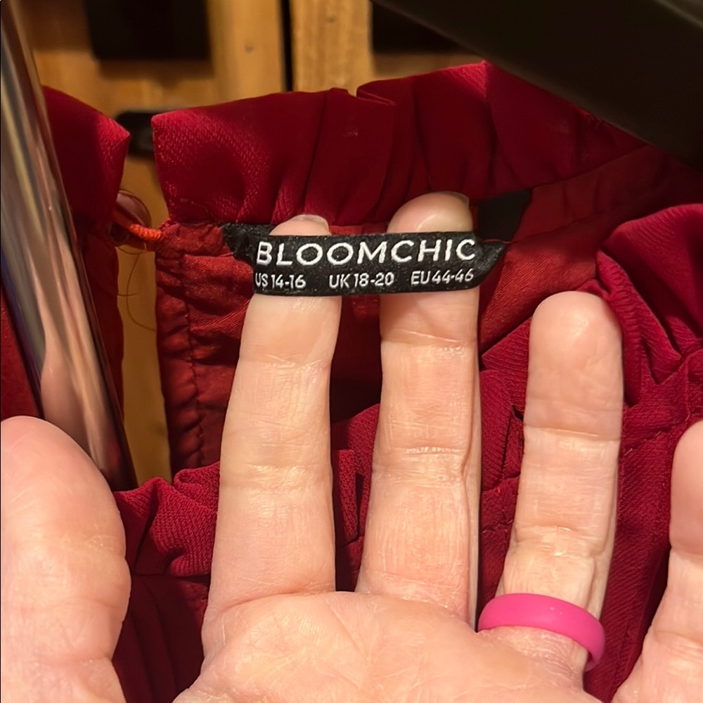BloomChic Ruby Red Blouse with Pleated Design - Picture 2 of 9